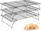3 stöckiges Kuchengitter Abkühlgitter aus Edelstahl Antihaftend 40×25cm Kuchengitter Küche Backen Zubehör Gitter für Muffin Pizza Cupcake und Grillen Kompatibel mit Backformen Backofenblech