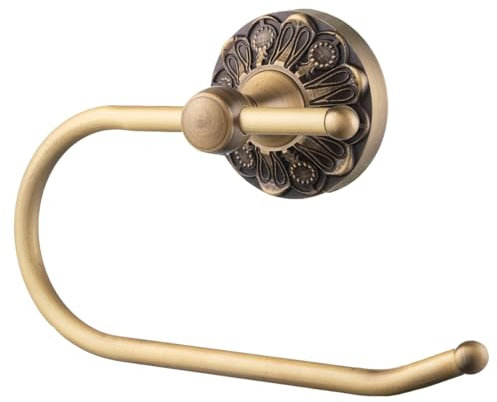 CALUCAB Antique Brass Toilet Roll Holder Brush Bronze Wall Mounted Toilet Roll Holder Open Arm Towel Holder Tissue Roll Holder for Bathroom Kitchen (Brush Bronze)