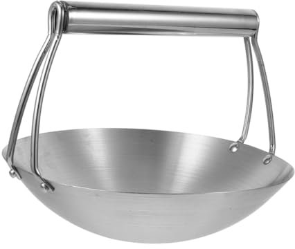Cabilock Olla De Acero Inoxidable Para Cocinar Sartén Wok De 12 5 Pulgadas Con Barra Para Colgar Cacerola De Inducción Sartén Multiusos Para Cocinas A Gas O Eléctricas