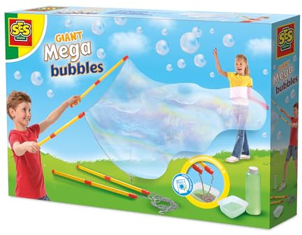 SES Creative 02323 Mega Bubbles with XXL Wands - Create Extra-Large Bubbles with Handy Tool - Includes Bubble Solution