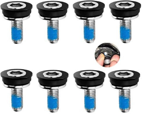 8PCS M8 Inner Hex Bike Crank Bolts with Gasket, Waterproof & Sandproof | Curve Screws for Square Cranksets and Bike Bottom Bracket
