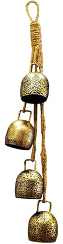 Große Weihnachtsglocken mit Juteseil, 47 cm, antikes Gold, Vintage-Glockenspiel für Weihnachtsbaum, Kranz, Garten, Veranda, Heimdekoration