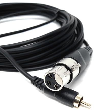 DRUT 10m 3-Pin XLR Female to RCA Phono Audio Cable, Gold-Plated Connector | Reliable Connection for Mixers and Amplifiers