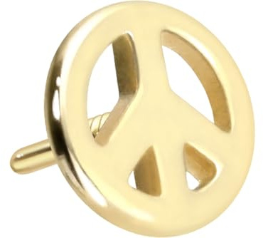 PIERCINGLINE Gold Ohr-Piercing Schraubaufsatz mit Gewinde OHNE Labret Stecker PEACE-ZEICHEN