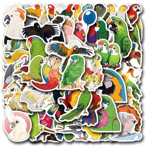 100 Stück Papagei Aufkleber, Vinyl Wasserdichte Graffiti Aufkleber für Laptop Gepäck Party Supplies, Kinder, Jugendliche