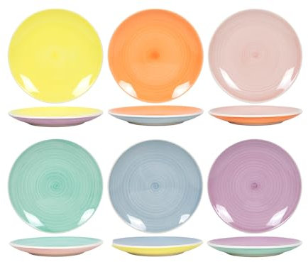 Cookinglife Pastel Harmony | Dessertteller Set 6-teilig | Keramik | Frühstücksteller ø 19 cm | pastellfarbene | 6 Stück | spülmaschinenfest | mikrowellenfest | backofengeeignet
