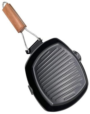 Bequeme Faltbare 9 5 Zoll Nonstange Gitterpfanne Ideal Für Kochende Verwendung Streifer Unten Und Einfache Specksspecks Und Steakpfanne
