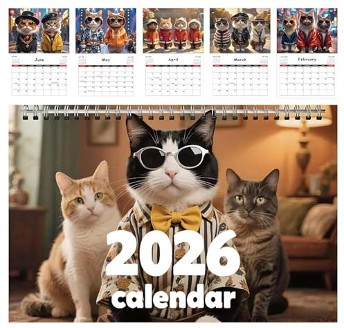Calendrier Mural 2026 Pour Chats - Calendrier Rigolo Pour Chats 2026 Cale-ndrier Mural 12 Mois Pour Cha-ts, Cale-ndrier Rigolo Pour Ch-ats, Rappel Pour Amoureux Des Ch-ats, 28 X 21 Cm