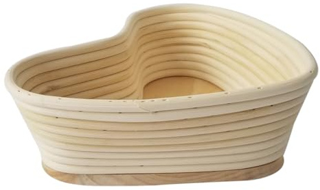 VICASKY Herzform Gärkörbchen Aus Naturweide Mit Deckel Brot Gärkorb Für Sauerteig Proofkorb Und Backkorb Für Krustiges Brot Brotbackwerkzeug Für Hobby- Und Profibäcker 21.50 X 19.00 X 7.50 cm