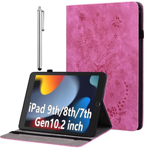 KEDBBAO Hülle für iPad 9. Generation 2021/8. Gen 2020/7. Gen 2019 10.2 Zoll mit Auto Schlaf/Wach, Multi-Winkel Schutzhülle PU Leder Case, Rose