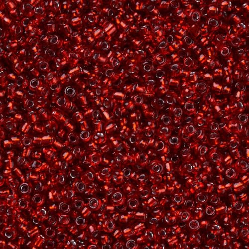 Handicraft Emporium | Glass Seed Beads | Lined | 2mm | Approx 50g | Red