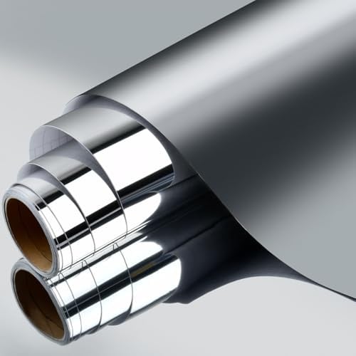 POUMUE 30×200cm Papel Espejo Adhesivo Pared, Impermeable Lamina Espejo Adhesiva, Flexibles Papel Autoadhesivo Efecto Espejo, Papel Espejo Adhesivo para Pared para Muebles Cocina Baño Salon Decoración
