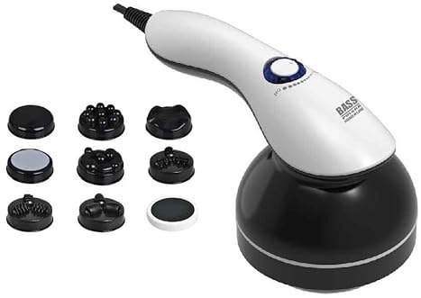 Bass Polska 9-in-1 Anti-Cellulite Massagegerät mit Infrarot-Wärmefunktion, 28W Elektrisches Körpermassagegerät, 9 Aufsätze, Vibrations- und Rotationsmassage