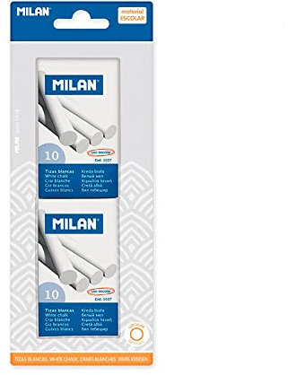 MILAN Blister 2 Cajas 10 tizas Blancas Redondas