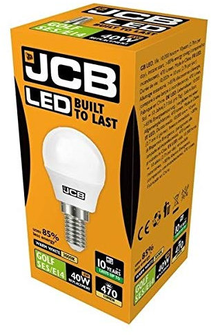 JCB 6w LED E14 Golf Ball Bulbs Small Edison Screw, 40w Incandescent Bulb Equivalent, 470lm, Warm White 3000k , Non Dimmable, LED Small Edison Screw Golf Ball Light Bulbs, 220-240v