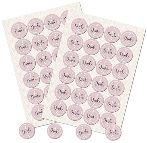Logbuch-Verlag 48 Danke Etiketten rosa grau grau Herzen - Dankeschön Geschenke Gastgeschenke Kunden Sticker rund Ø 4 cm