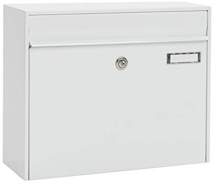 MEFA by Renz Briefkasten Vals 101 mit Namensschild (Farbe weiß, Postkasten mit Schloss, Größe 310x385x137 mm) 101010DE
