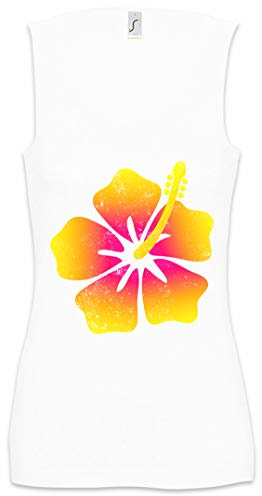Urban Backwoods Hawaii Flower II Damen Frauen Tank Top Shirt Weiß Größe S