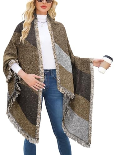 heekpek Scialle Donna Invernale Caldo Moda Nappe Morbido Leggera Sciarpa Lunga Avvolgere Autunno Inverno Scarf Wrap Shawl, Marrone