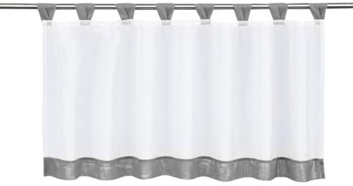 Yujiao Mao 1er-Pack Voile Scheibengardine mit Schlaufen HxB 60x90cm Grau