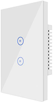 Wi-Fi Smart Light Switch 2 Gang Jinvoo US Panel Switch, Smart Phone Remote Vetro Temperato, Timer, Nessun Hub Richiesto, Compatibile con Alexa/Google Home, Alimentato da Tuya, Bianco (2 gang)