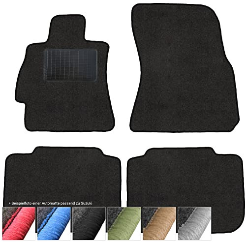 moto-MOLTICO Fußmatten Auto - Velours Autoteppiche passend für FIAT Sedici Suzuki Swift i iI SX4-4-teiliges Set - Schwarze Automatten mit Schwarzen Ziernähten