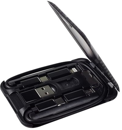 Yinow USB Type C to C Charging and Data Transfer Cable with 3 Adapters Combination Set in Credit Card Size Case, Black