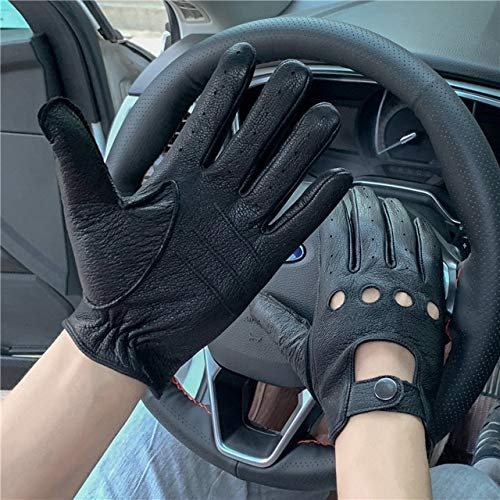 Motorrad Schaffell Handschuhe Herren Outdoor-Sport Fahren Retro Motorrad Touchscreen Handschuhe warm im Herbst und Winter - Schwarz, M.