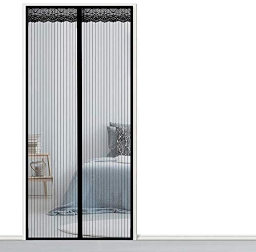 AMZERO Magnet Fliegengitter Tür Balkontür, 115x210cm Insektenschutz Magnetvorhang zum Insektenschutz Automatisches SchließEn für Balkontür Wohnzimmer Terrassentür, Schwarz