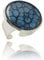 Anillo Llamativos Ajustables Clásico Glamouroso Redondo Grande ; Joyería para Mujer (Estilo 18 - Azul Marino Plata)