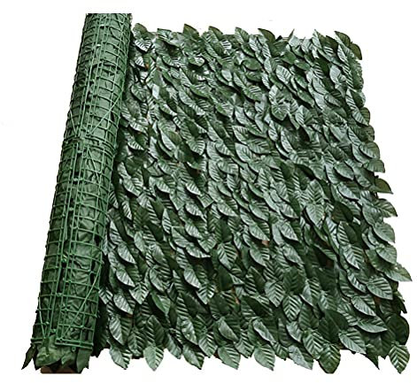 1 Rollo de Valla de Celosía Artificial con Hojas de Hiedra, Valla de Privacidad Artificial, Decoración de Hojas de Vid, para Exteriores, Jardín, Patio y Patio Trasero(Hoja verde, 0.5 x 3 m)
