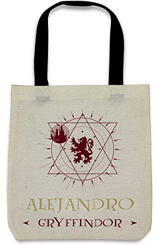 LolaPix Personalisierte Tragetasche Personalisierte Stofftasche. Zauberer-Einkaufstasche. Geek-Geschenke. 36x39cm Verschiedene Ausführungen. Greta Tasche. GRYFFINDOR