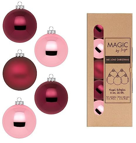 Weihnachtskugeln Glas 6cm x 20 Stück in Kartonbox Christbaumkugeln Set Berry Kiss