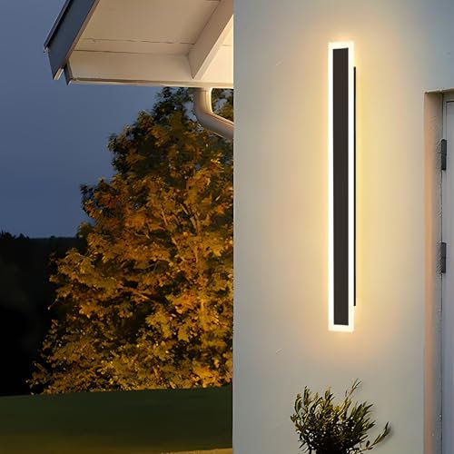ZMH Wandleuchte Aussen Außenlampe LED : 50cm Wandlampe Innen Lang 10W Außenleuchte Wand Schwarz 3000K Aussenlampe Modern IP65 Außenbeleuchtung Flurlampe für Flur Schlafzimmer Garten Treppenhaus