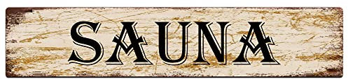 snowsun Metallschild Sauna Vintage Schilder Retro Blechschilder Aluminiumschild für Schlafzimmer Küche Garten Wand Pub Club Kaffee hängende Dekoration 10,2 x 40,6 cm