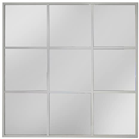 THEROSE Espejo Ventana, Espejo Industrial, Aluminio 120 x 120 cm (Blanco)