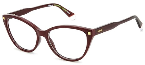 Polaroid Brille mit Sehstärke für Damen optional mit Sonnenbrillentönung oder Blaulichtfilter, Katzenauge, gefertigt aus Glas (inklusive Brillenetui)