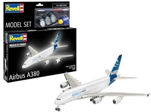 Revell 63808 Model Set Airbus A380 1:288 Scale Unbuilt/Unpainted Plastic Model Kit with Accessories