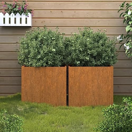 SKM Lot de 2 pots de fleurs 42 x 40 x 39 cm en acier Corten Poids : 6,04 kg 821550