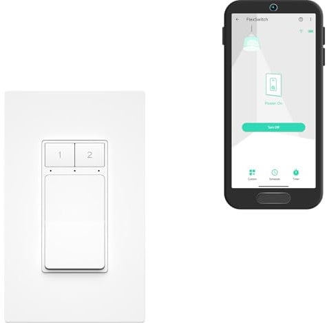 YoLink FlexSwitch, Single Pole Switch, Long-Lasting Battery Powered Smart Light Switch - No Neutral Wire Needed, Timer & Schedule Functions, Over-Temperature Protection, YoLink Hub Required