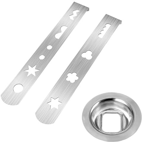 HTU 2 Pcs Biscuit Attachment Stainless Steel with Connection Ring Meat Mincer Attachment 8 Patterns Cookie Maker Attachment for Size 5 Meat Grinder