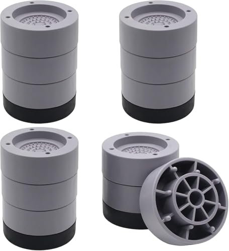 Waschmaschine Füße Pad Fußpolster 12 Stück Universal Anti Vibration [Vibrationsdämpfer] Anti Rutsch Gummi-Fußpolster Schwingungsdämpfer Antirutschmatte für Waschmaschinen und Trockner