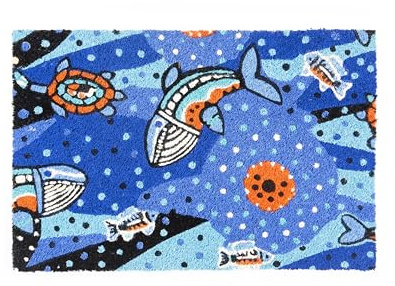 Excelsa Aboriginal Fußmatte für den Eingangsbereich, Kokosfaser, rutschfest, hellblau