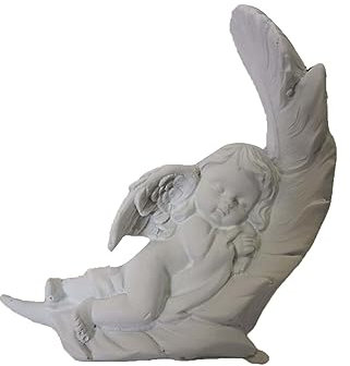 Cherubs Angels Figur, Deko Engel Figur, Kleine Schlafende Engelsstatuen Entzückende Engelsskulptur, Sitzend Schlafend Für Indoor Outdoor Home Garden Dekoration 10cmx 11cm (Beige, One Size)