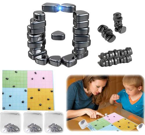 Dancepandas Juego de Mesa de Piedra Magnetica con 126 Piezas Magnéticas Magnetic Chess Game Juego de Mesa de Ajedrez con Efecto Magnético para Acampar y Reuniones Familiares