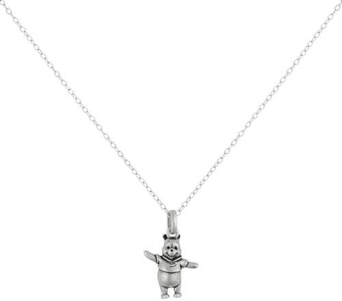 Disney Girls Sterling Silver 3D Winnie The Pooh Pendant Necklace
