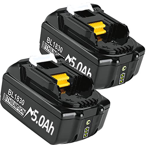 2 Stück 5000mAh Li-Ion Ersatzakku für Makita BL1850B BL1850 BL1830B BL1830 BL1860B BL1860 BL1840 BL1835 BL1845 BL1820 LXT-400 Werkzeugakkus with LED Indikator