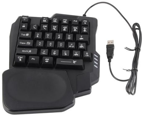 Pissente One Handed Mechanical Gaming Keyboard RGB 35 Keys Portable Waterproof Keypad for Mobile Games