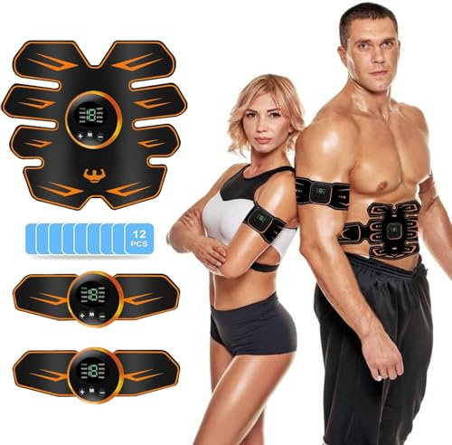 YOUKK EMS Bauchtrainer Trainingsgerät, EMS Bauchmuskeltrainer, EMS Elektrische Muskelstimulation,USB Wiederaufladbar Muskelstimulator bauchtrainermit 8 Modi & 19 Intensitäten