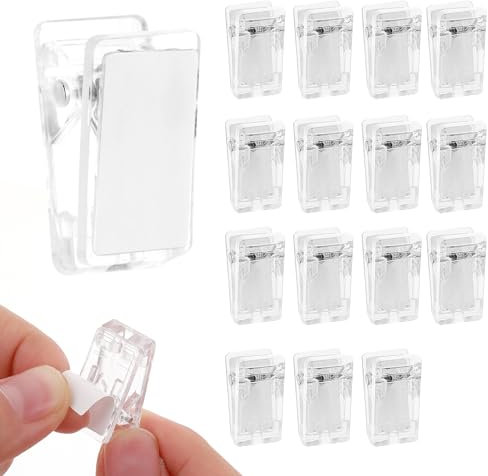 AHQiZFX 15 STK Klebrige Federclips,Selbstklebende Federklammer,Selbstklebende Wandclips Outdoor,Transparente Kunststoff Klebeklammern,Deko Clip Wandteppich Clips,zur Fotoclips für Zuhause Büro Poster